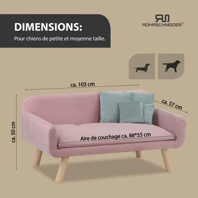 Rohrschneider Canapé pour chien rembourré avec pieds en bois Rohrschneider Canapé pour chien rembourré avec pieds en bois