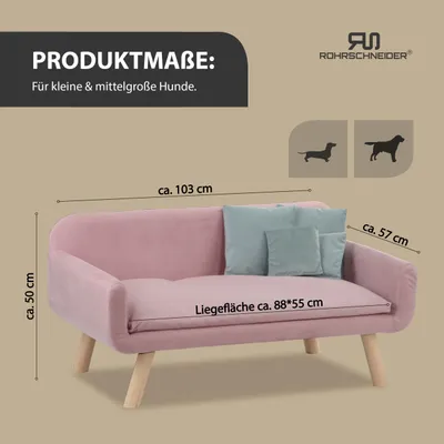 Rohrschneider Gepolstertes Hundesofa mit Holzbeinen