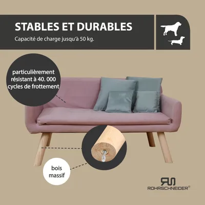 Rohrschneider Canapé pour chien rembourré avec pieds en bois Rohrschneider Canapé pour chien rembourré avec pieds en bois