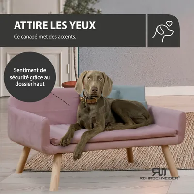 Rohrschneider Canapé pour chien rembourré avec pieds en bois Rohrschneider Canapé pour chien rembourré avec pieds en bois