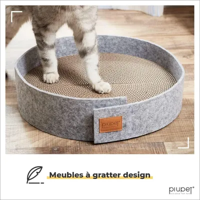PiuPet® Planche à Gratter Chat I 38cm I Griffoir avec Herbe à Chat