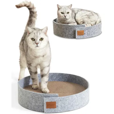PiuPet® Planche à Gratter Chat I 38cm I Griffoir avec Herbe à Chat