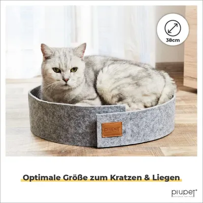 PiuPet® Katzen Kratzbrett I 38cm Durchmesser I Kratzmatte Katze I Filzoptik PiuPet® Katzen Kratzbrett I 38cm Durchmesser I Kratzmatte Katze I Filzoptik