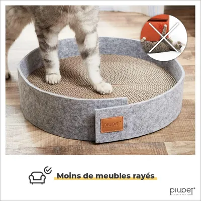 PiuPet® Planche à Gratter Chat I 38cm I Griffoir avec Herbe à Chat