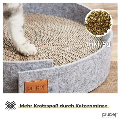 PiuPet® Katzen Kratzbrett I 38cm Durchmesser I Kratzmatte Katze I Filzoptik PiuPet® Katzen Kratzbrett I 38cm Durchmesser I Kratzmatte Katze I Filzoptik