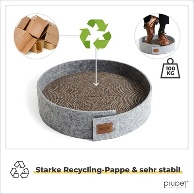 PiuPet® Katzen Kratzbrett I 38cm Durchmesser I Kratzmatte Katze I Filzoptik PiuPet® Katzen Kratzbrett I 38cm Durchmesser I Kratzmatte Katze I Filzoptik