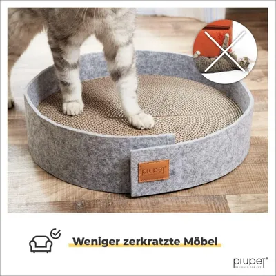 PiuPet® Katzen Kratzbrett I 38cm Durchmesser I Kratzmatte Katze I Filzoptik PiuPet® Katzen Kratzbrett I 38cm Durchmesser I Kratzmatte Katze I Filzoptik