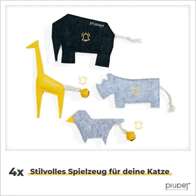 PiuPet® Katzenspielzeug 4er Set I Katzenminze Spielzeug I Baldrian Kissen PiuPet® Katzenspielzeug 4er Set I Katzenminze Spielzeug I Baldrian Kissen