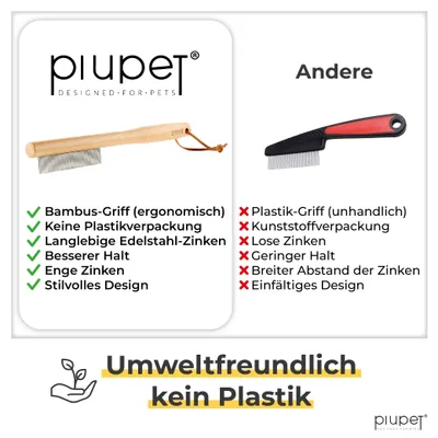 PiuPet® Peigne Anti-Puces pour Chat/Chien I Sans Plastique I Anti-Tiques