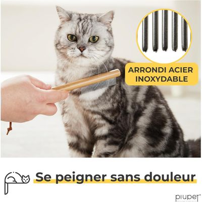 PiuPet® Peigne Anti-Puces pour Chat/Chien I Sans Plastique I Anti-Tiques