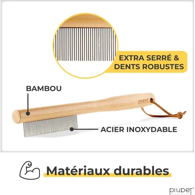 PiuPet® Peigne Anti-Puces pour Chat/Chien I Sans Plastique I Anti-Tiques