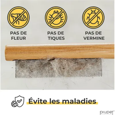 PiuPet® Peigne Anti-Puces pour Chat/Chien I Sans Plastique I Anti-Tiques