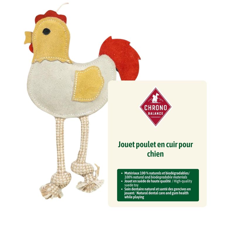 ChronoBalance - Jouet poulet en cuir pour chien