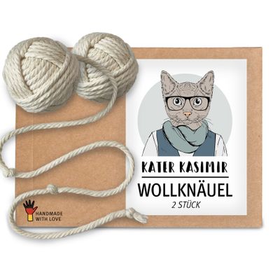 Kater Kasimir Spielball für Katzen: 2 Wollknäuel Wollknäuel