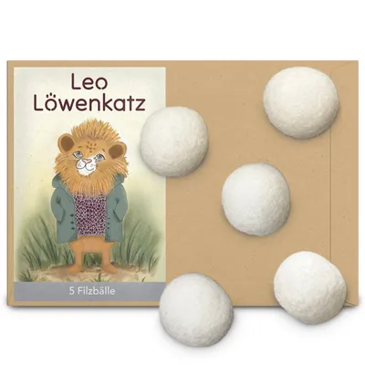 LEO LÖWENKATZ 5 balles en feutre pour chat. Feutre 100% pure laine