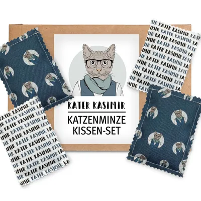 KATER KASIMIR 4 coussins en coton remplis d'herbe à chat