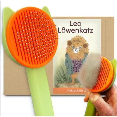 LEO LÖWENKATZ Brosse pour chat autonettoyante, brosse chat