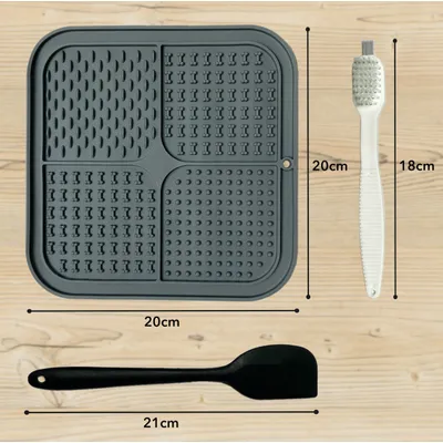 LEO LÖWENKATZ Lot de 2 tapis à lécher pour chats avec spatule et pinceau