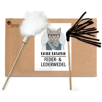 KATER KASIMIR Plumeau et plumeau en cuir. Plumes naturelles. Cuir de vache