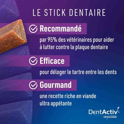 Vetocanis, Bâtonnets Hygiène Bucco-Dentaire pour Chien 15kg +, DentActiv