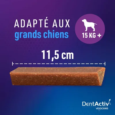 Vetocanis, Bâtonnets Hygiène Bucco-Dentaire pour Chien 15kg +, DentActiv