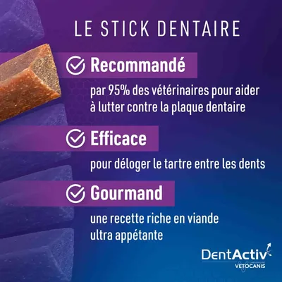 Vetocanis, Bâtonnets Hygiène Bucco-Dentaire pour Chien 15kg +, DentActiv