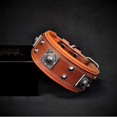 Le collier Eros 5 cm de large marron & orange