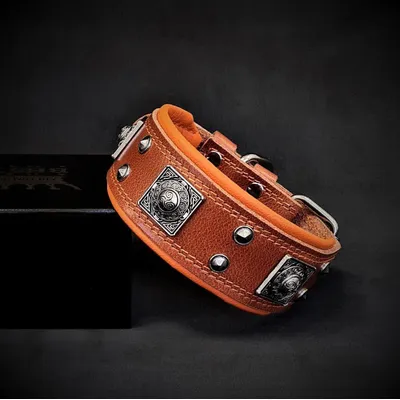 Le collier Eros 5 cm de large marron & orange Le collier Eros 5 cm de large marron & orange