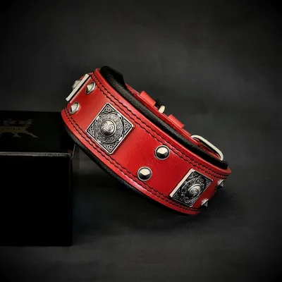 Bestia Custom Dog Gear - Le collier Eros rouge de 2 pouces de large Bestia Custom Dog Gear - Le collier Eros rouge de 2 pouces de large
