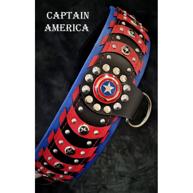 Bestia Custom Dog Gear - Collier Captain America