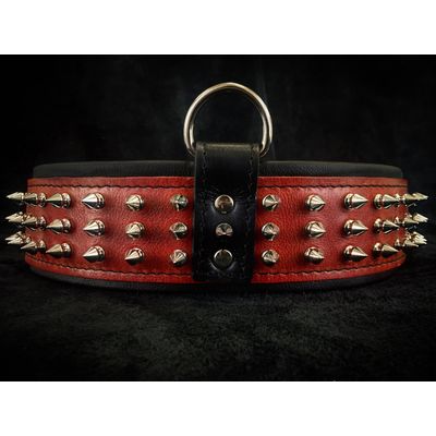 Bestia Custom Dog Gear - Le collier rouge géant argenté