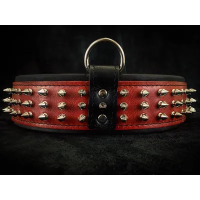 Bestia Custom Dog Gear - Le collier rouge géant argenté