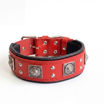 Bestia Custom Dog Gear - Le collier rouge géant argenté