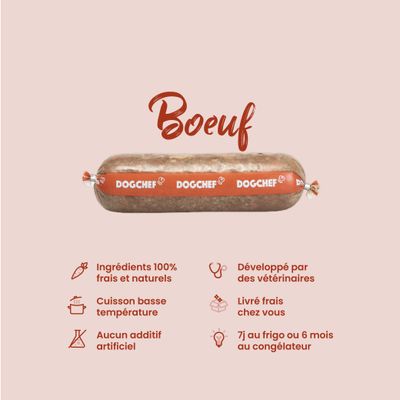 Dog Chef Repas Frais Cuisiné - Boeuf & Poulet - 100% Naturel pour chien