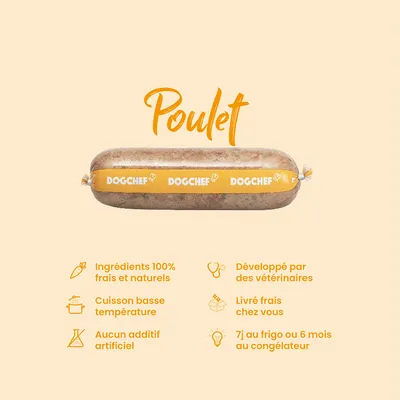 Dog Chef Repas Frais Cuisiné - Poulet Frais - 100% Naturel pour chien