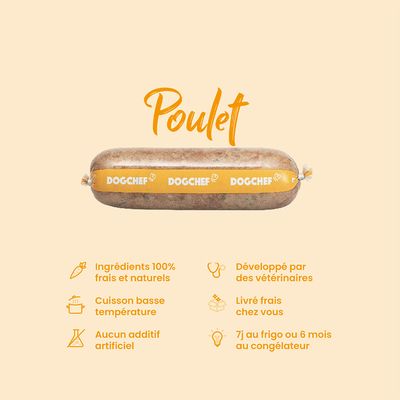 Dog Chef Repas Frais Cuisiné - Poulet Frais - 100% Naturel pour chien