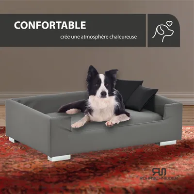 Rohrschneider Canapé pour chien rembourré avec pieds chromés