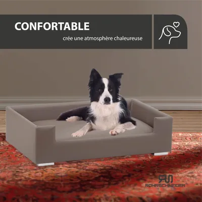 Rohrschneider Canapé pour chien rembourré avec pieds chromés Rohrschneider Canapé pour chien rembourré avec pieds chromés