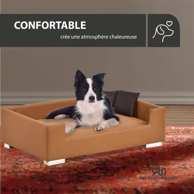 Rohrschneider Canapé pour chien rembourré avec pieds chromés Rohrschneider Canapé pour chien rembourré avec pieds chromés