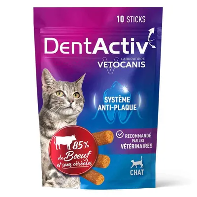 Vetocanis, Bâtonnets Hygiène Bucco-Dentaire pour Chat, DentActiv
