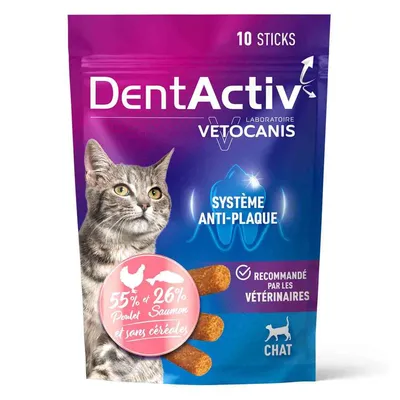 Vetocanis, Bâtonnets Hygiène Bucco-Dentaire pour Chat, DentActiv