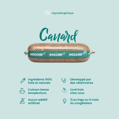 Dog Chef Repas Frais Cuisiné - Canard Frais - 100% Naturel pour chien