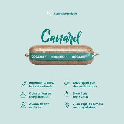 Dog Chef Repas Frais Cuisiné - Canard Frais - 100% Naturel pour chien