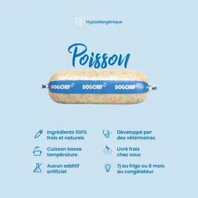 Dog Chef Repas Frais Cuisiné - Poisson Frais - 100% Naturel pour chien