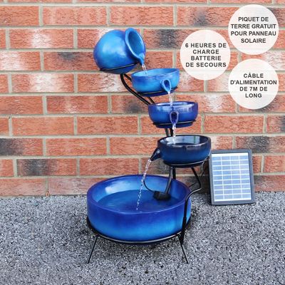 Monstershop Fontaine Énergie Solaireà 4 Niveaux de Bols Renversants