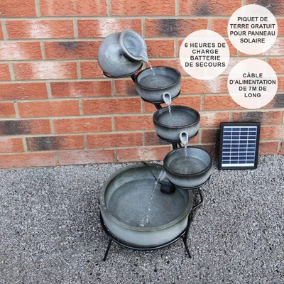 Monstershop Fontaine Énergie Solaireà 4 Niveaux de Bols Renversants