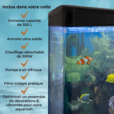 Monstershop Aquarium à bords Noir avec Meuble NOIR Monstershop Aquarium à bords Noir avec Meuble NOIR