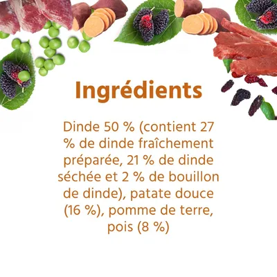 Wildfang® Sensibles - Dinde aux patates douces & canneberges, Sans céréales