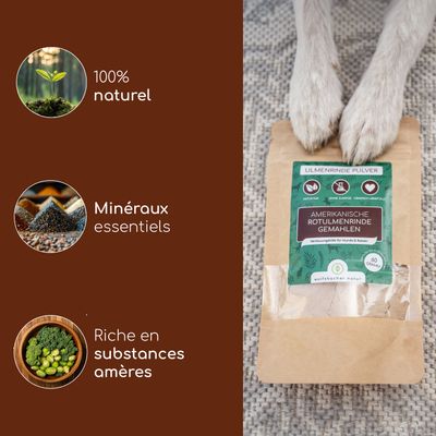 Wolfsbacher Natur Poudre d’écorce d’orme pour chiens