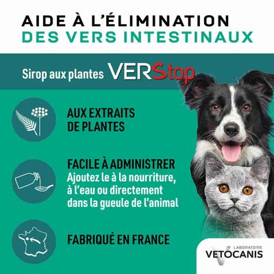 Vetocanis, Lot de 3 Sirops contre les Vers intestinaux, Chien et Chat